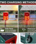 Two Pack Solar Outdoor Motion Sensor Alarm Deterrent With Gunshot Sound And Barking 130dB Loud Noise Maker, solar and USB charging.