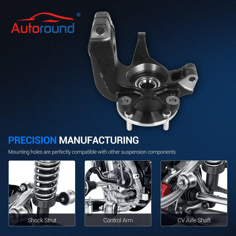 Front Steering Knuckle And Wheel Bearing Hub Assembly For Ford Focus 2006 2007 2008 2009 2010 2011 Right Passenger Side Replacement LK004 698406 Compatible