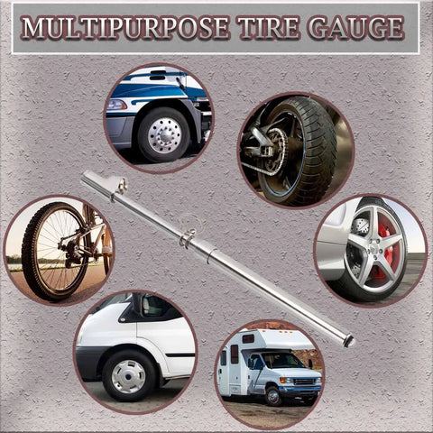 Dual Head Truck Tire Pressure Gauge With Plastic Scale Plate, Zinc Alloy Heads, Push Pull Chucks For Outer And Inner Wheels, 30 Degree Reverse Head For Tight Valves, Hanging Ring For Easy Storage, Precise Pressure Readouts on truck and car tires