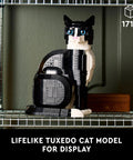 Dope Tuxedo Cat Building Set And Adult Craft Kit For Killer Home Decor Super Slick Display Figure in black and white, 32 cm, on a shelf.