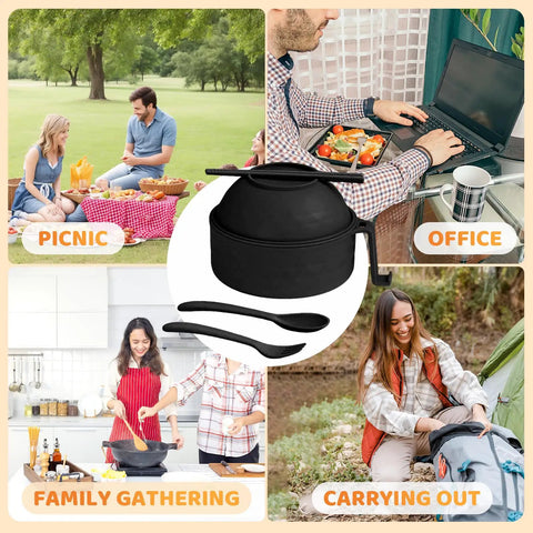New 3 In 1 Microwave Ramen Cooker Bowl With Lid For Instant Soup Pasta And Rice Maker, Essential Dorm Room Kitchen Gadget For College Students, Easy Cleanup, Versatile Meal Solution, Great Holiday Gift In Black used in various settings