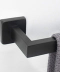 Rustproof 12 Inch Matte Black Stainless Steel Towel Bar Wall Mounted For Bathroom Square Shower Towel Rack Premium Holder