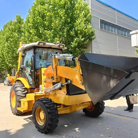 Built Tough Heavy Duty Backhoe Loader for Construction and Farm Work with Mighty Front Loader on site
