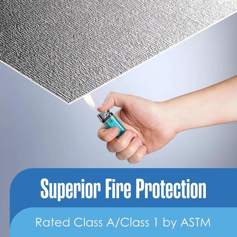 Top Shelf Reflective Insulation Roll And Radiant Barrier Thermal Foil demonstrating superior fire protection with lighter flame.
