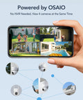 Smartphone displaying video feed from Solar Powered Outdoor Security Camera With All Around 360 Degree View And Color Night Vision AI