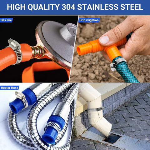 85-piece hose clamps set in 304 stainless steel, adjustable 1/4–2 in (6–51mm) with 2 socket wrenches for plumbing and automotive