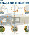 10x30 Ft Party Tent Outdoor Canopy For Parties With 8 Removable Sidewalls Waterproof Gazebo Style Backyard Shelter