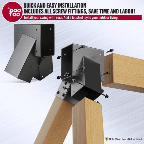 Heavy Duty Swing Set Bracket Kit 2 Pack For A Frame Swing Posts With Hardware In 201 Stainless Steel For 4x4 Legs And 4x6 Beams Black Finish Built Tough For Backyard Fun