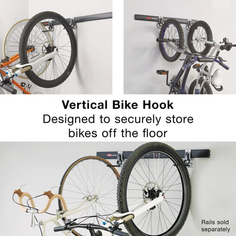 Vertical Bike Hook And Garage Organization System For A Clutter Free Space Holds Up To 50 Lbs Wall Mounted Heavy Duty Hanger displayed