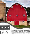 Sturdy Black Sliding Barn Door Hardware Connector Set With Metal Track And Replacement Bracket shown with red barn backdrop