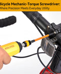 Using Torque Screwdriver Bit Set With Locking Chuck Never Drop A Bit 13 Piece Driver Kit on bicycle handlebar.