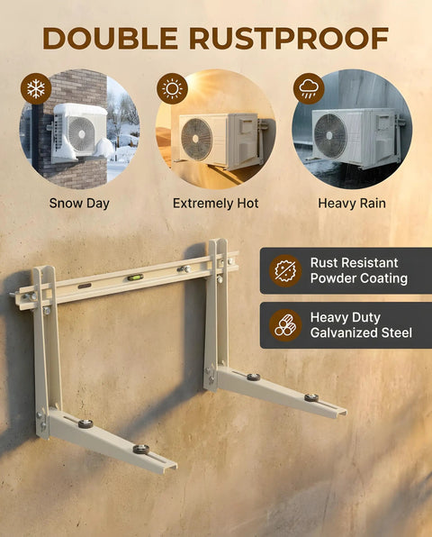 Heavy Duty Mini Split Wall Mount Bracket That Really Holds 400Lb Galvanized Steel With Dual Anti Rust Coating on wall outdoors