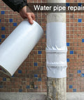 Person using 12 Inch Wide Duct Tape Beefy Heavy Duty 9 Mil Industrial Grade Waterproof Tape 90 Feet Long Flexible No Residue White Tape for pipe repair.
