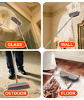 Long Handle Deck Scrub Brush With Squeegee 2 In 1 Heavy Duty Floor Cleaning Scrubber With Stiff Bristles in various uses