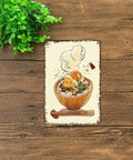 Vintage Metal Sign Ramen Noodle Art Tin Sign Poster For Home Room Garage Office Decor 8x12 Inch Wall Art Retro Kitchen Decor Perfect For Diner Bar Coffee Corner Man Cave on wooden surface with plant