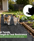Built Tough 4Oz Nonwoven Geotextile Weed Barrier Fabric 3Ft By 100Ft installed in garden path with two dogs