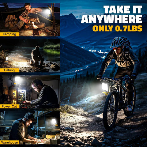 LED Work Light for 20V Tools with 140 Degree Pivoting Head, 70 Watt Bright 7000 Lumens used for camping and biking at night