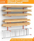Garage Wall Mounted Lumber Storage Rack For Woodworking Shop Overhead Heavy Duty One Piece Design Keeps Lumber Off The Floor