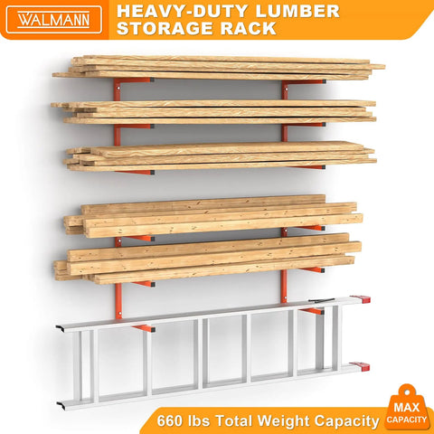 Garage Wall Mounted Lumber Storage Rack For Woodworking Shop Overhead Heavy Duty One Piece Design Keeps Lumber Off The Floor
