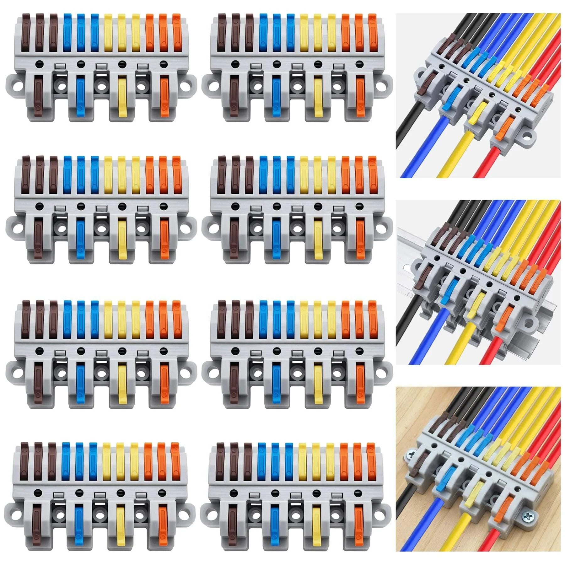 4 In 12 Out Lever Terminal Block Kit For 28-12 AWG Wire Q...