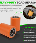 Heavy Duty Load Wheel Kit For Crown WP 3000 Electric Pallet Jack Lift Truck, orange polyurethane wheels with bearings.