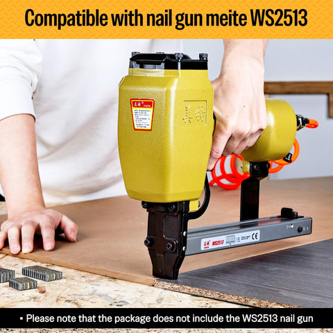 Corrugated W Fasteners 25 Gauge 1 Inch Crown Three Eighths Inch Length Staples For Pneumatic Staplers And Woodworking Projects 1200 Count Box Glue Collated for high performance, compatible with nail gun meite WS2513.