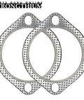 Strongthium 3.5 inch graphite exhaust flange gasket pair, front view, with fire ring.