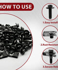 50 Pcs M6x1.0 Automotive Body Bolts And U Nut Clips Kit for Fender Liner Engine Splash Shield Bumper and Underbody Fasteners