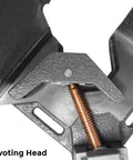Close-up of 3-Axis Fixture Vise With Quick Acting Screws And Swing Away Arm, focusing on the pivoting head mechanism.