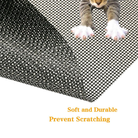 Heavy Duty Pet Proof Window Screen Replacement 39W X 100L Thick Charcoal Mesh close-up with cat paws visible on mesh surface.