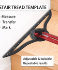 No Sweat Stair Tread Gauge Tool That Hits Marks Dead On With Extendable Folding Ruler and Hidden Screw Rail Guide For Fast Woodworking Layouts And Diy Step Projects on a wooden surface.