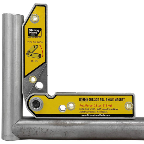 Front view of Strong Hand Tools MLA600 magnetic welding square with inside/outside magnets, 6-inch size, 30–270°.