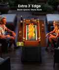 43 Inch Rectangular Propane Fire Pit Table With 60,000 BTU Heat for Backyard Hangouts, showing black table with H-burner flame
