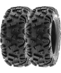 Set Of Four 25x8-12 Front And 25x10-12 Rear ATV UTV Tubeless 6PR Tires Power I A033 Bundle, close-up view of tread pattern