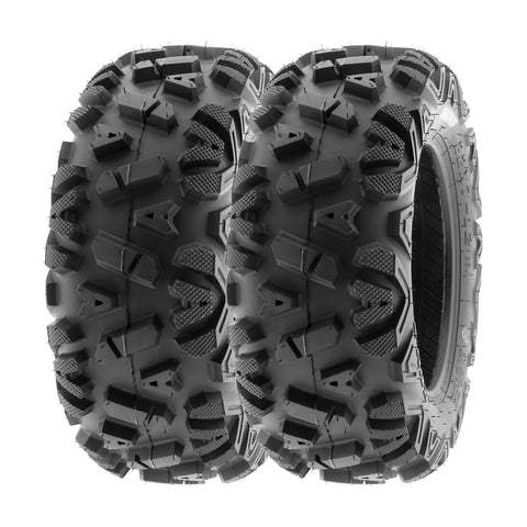 Set Of Four 25x8-12 Front And 25x10-12 Rear ATV UTV Tubeless 6PR Tires Power I A033 Bundle, close-up view of tread pattern