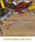 Five Piece M4 304 Stainless Steel Eyebolts With Ring Nuts Threaded Eye Screws For Lifting Equipment on a workbench.