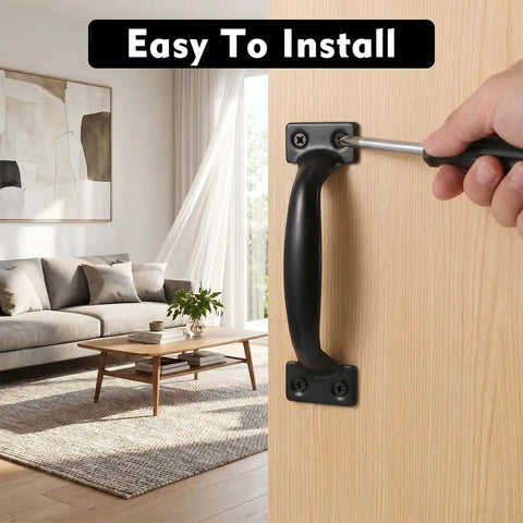 Installing 2 Pack 5 Inch Black Iron Garage Door Handles Outdoor Pull Handles For Barn Gates Fences Cabinets Furniture And Wardrobes Heavy Duty Durable Weatherproof Exterior Interior Mounting Hardware