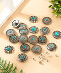 Rugged Western Zinc Alloy Conchos With Eighteen Faux Turquoise Screw Back Rivets And Tough Leathercraft Studs for custom use.