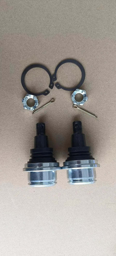 Two Pack Front Upper Ball Joints Replacement Fits Honda Talon 1000R 1000X 1000X4 And Pioneer 1000 UTVs 51375 HL6 A02 Replaces OEM For 2019 Through 2024 Models, two black steel ball joints with clips and nuts
