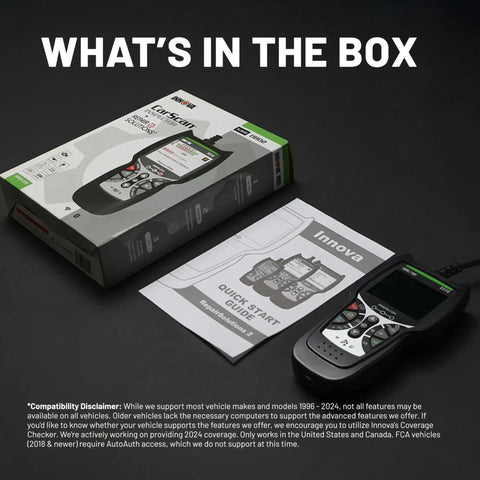 OBD2 Scanner For ABS And SRS Codes, Check Engine Light Diagnostic Tool with packaging and instruction manual.