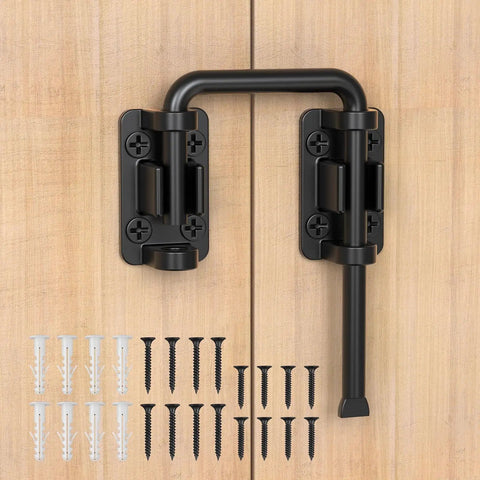 2.36 Inch Stainless Steel Sliding Door Loop Lock U Bolt With 90 And 180 Degree Installation on wooden surface, screws included