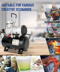 Oil Free Airbrush Compressor AS186 With 3L Tank Regulator And Moisture Trap Portable Quiet 47 dB for creative scenarios
