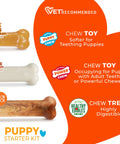 Puppy Teething Starter Kit With 2 Chew Toys And 1 Natural Treat For Puppies Bacon And Chicken Flavor Small Dogs Up To 25 Lbs 3 Pack