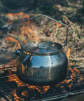 Open Fire Camping Kettle 1.2L Lightweight Stainless Steel Tea Pot on campfire grill