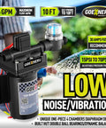 Upgraded 12V DC RV Fresh Water Pump 6 GPM 70 PSI Self Priming Diaphragm With Pressure Switch and Strainer shown in outdoor setting