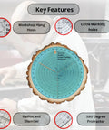 All In One 10 Inch Circle Center Finder Tool With Protractor And Circle Maker For Woodworking And Wood Turning shown with key features