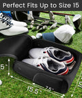 Spacious Golf Shoe Bag For Men With A Large Horseshoe Opening That Makes Shoe Stuffing A Breeze, Fits Up To Size 15 Shoes Open View
