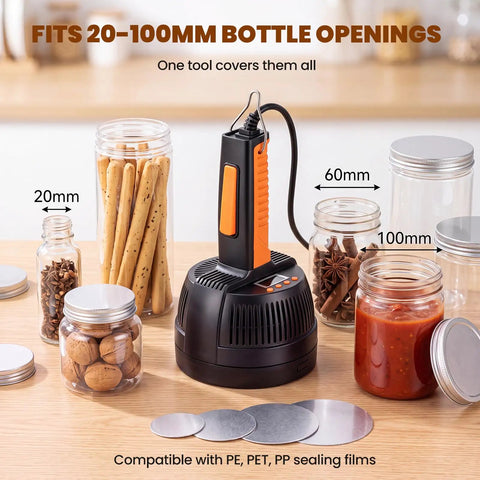 No Sweat Handheld Induction Sealer 800w To 1200w Fits Glass And Plastic Bottles Up To 100mm Smooth Bottle Capper For Food Beverage And Medicine Packaging Quick Seal Workhorse