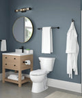 Bathroom with 24 Inch Matte Black Towel Bar for Wall Mounted Towel Rack showing sturdy zinc construction and easy mount design.