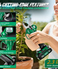Person using Cordless Electric Pruning Shears That Flat Out Cut Up To 2.1 Inch Branches, LCD Display, 21 Volt Brushless Motor on plant